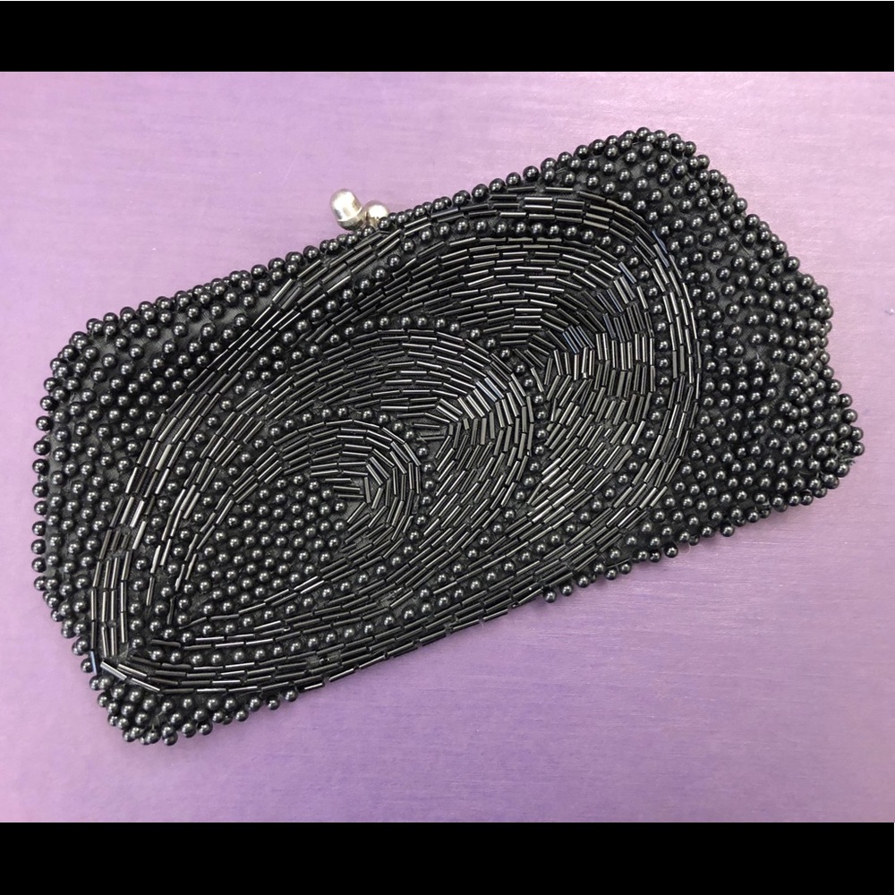 SOLD - Vintage Black Beaded Clutch Purse